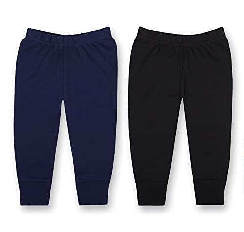 2 Pack Men's Elastic Waist Pull-On Trousers, Navy & Grey, Pull On