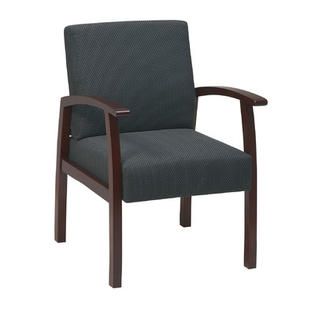 0190554703486 - DELUXE GUEST CHAIR - FABRIC: FREEFLEX - AZUL, FINISH: MAHOGANY