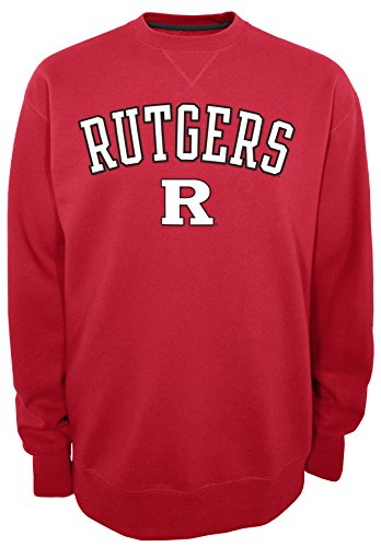 0190578298760 - NCAA RUTGERS SCARLET KNIGHTS MEN'S SAFETY 2 CREW NECK FLEECE PULLOVER, SMALL, ATHLETIC RED