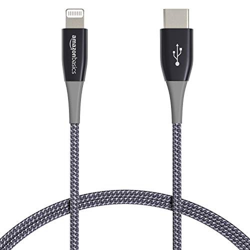 0190653005115 - AMAZONBASICS PREMIUM DOUBLE BRAIDED NYLON USB-C TO LIGHTNING CABLE, MFI CERTIFIED APPLE CHARGER FOR IPHONE 12 (ALL MODELS), PHONE 11 PRO/11 PRO MAX - DARK GRAY, 6-FOOT
