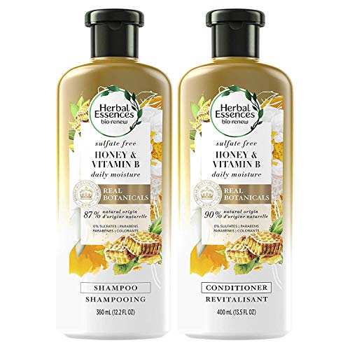 0190679003881 - HERBAL ESSENCES, SULFATE FREE SHAMPOO AND CONDITIONER KIT WITH NATURAL SOURCE INGREDIENTS, BIORENEW HONEY & VITAMIN B, COLOR SAFE, 13.5 & 12.2 FL OZ, KIT