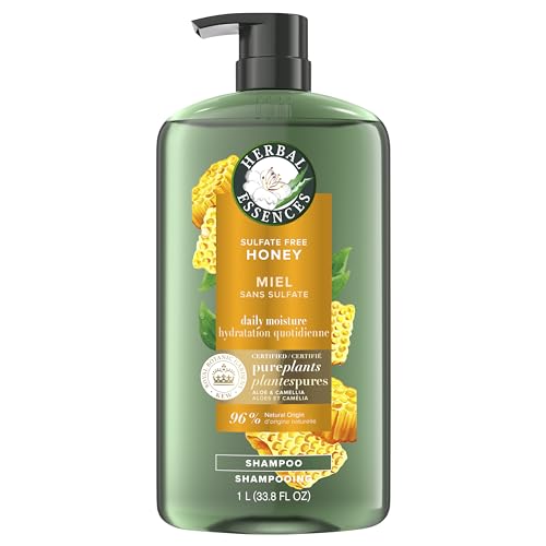 0190679009531 - HERBAL ESSENCES HONEY DAILY MOISTURE SULFATE FREE SHAMPOO, 33.8OZ, NOURISHES DRY HAIR, WITH CERTIFIED CAMELLIA OIL AND ALOE VERA, FOR ALL HAIR TYPES, ESPECIALLY DRY HAIR