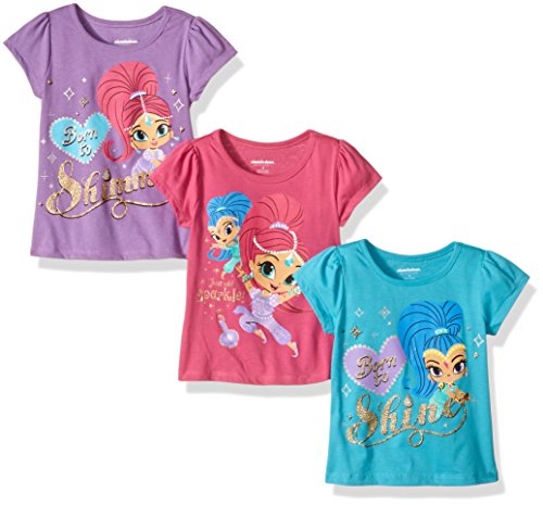 0190716109637 - NICKELODEON GIRLS' LITTLE GIRLS' SHIMMER AND SHINE 3 PACK T-SHIRTS, TEAL/PURPLE/PINK, 6