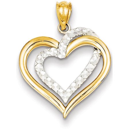 0190772368153 - 14KT GOLD TWO-TONE DIAMOND-CUT HEART PENDANT