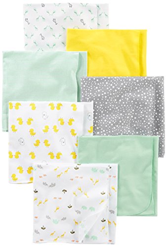 0190795488500 - SIMPLE JOYS BY CARTER'S BABY 7-PACK FLANNEL RECEIVING BLANKETS, GREY/WHITE/MINT, ONE SIZE
