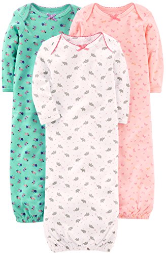0190795504828 - SIMPLE JOYS BY CARTER'S BABY GIRLS' 3-PACK COTTON SLEEPER GOWN, PINK/MINT/WHITE, 0-3 MONTHS