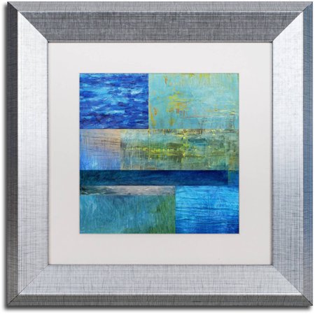 0190836071234 - TRADEMARK FINE ART ”ESSENCE OF BLUE” CANVAS ART BY MICHELLE CALKINS, WHITE MATTE, SILVER FRAME