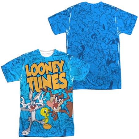 0190860798626 - LOONEY TUNES - COLLAGE OF CHARACTERS (FRONT/BACK PRINT) - SHORT SLEEVE SHIRT - MEDIUM