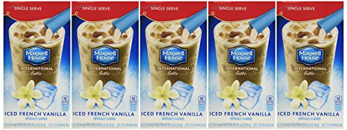 0001909090901 - MAXWELL HOUSE INTERNATIONAL CAFE ICED LATTE CAFE-STYLE BEVERAGE MIX, SINGLE SERVE PACKETS, FRENCH VANILLA 6 EA (PACK OF 5)