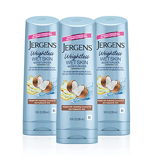 0019100279490 - JERGENS WET SKIN BODY MOISTURIZER WITH COCONUT OIL, IN SHOWER LOTION FOR DRY SKIN, FAST-ABSORBING, NON-STICKY, DERMATOLOGIST TESTED, 10 OUNCE (PACK OF 3)