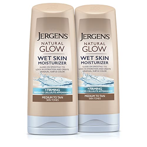 0019100279551 - JERGENS NATURAL GLOW IN-SHOWER LOTION, SELF TANNER FOR MEDIUM TO DEEP SKIN TONE, WET SKIN LOTION, SUNLESS TANNER LOCKS IN HYDRATION FOR GRADUAL, FLAWLESS COLOR, 7.5 OUNCE (PACK OF 2)
