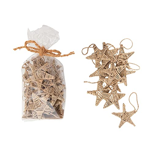 0191009398936 - CREATIVE CO-OP HAND-WOVEN DRIED NATURAL LATA STARS IN BAG WITH JUTE TIE (CONTAINS 40 PIECES) FILLER