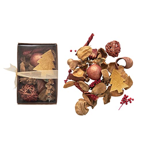 0191009471516 - CREATIVE CO-OP 1 H-4-3/4 H DRIED NATURAL ORGANIC MIX, RED AND GOLD FINISH (BOX CONTAINS 7 OZ.) ARTIFICIAL PLANTS, 7 L X 5 W X 3 H, MULTI