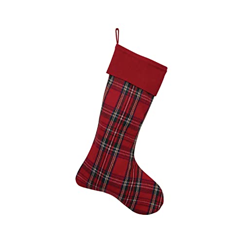0191009473299 - CREATIVE CO-OP 20 H WOVEN WOOL BLEND STOCKING, MULTI COLOR PLAID MISC TEXTILES, L X 12 W X 0 H