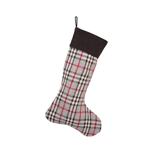 0191009473305 - CREATIVE CO-OP 20 H WOVEN WOOL BLEND PLAID STOCKING, MULTI COLOR MISC TEXTILES, L X 12 W X 0 H