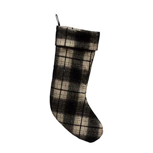 0191009499978 - CREATIVE CO-OP 20 H FABRIC STOCKING, BLACK AND WHITE PLAID MISC TEXTILES, 9 L X 9 W X 21 H, MULTI