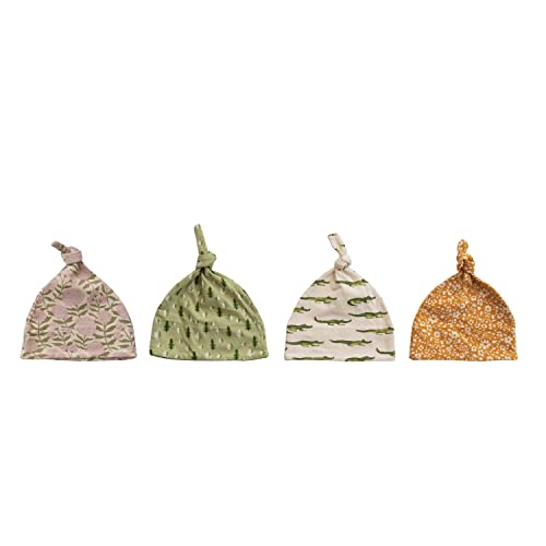 0191009510918 - CREATIVE CO-OP COTTON BABY KNOTTED PATTERN, 4 STYLES HATS, 12 L X 7 W X 0 H, MULTICOLOR