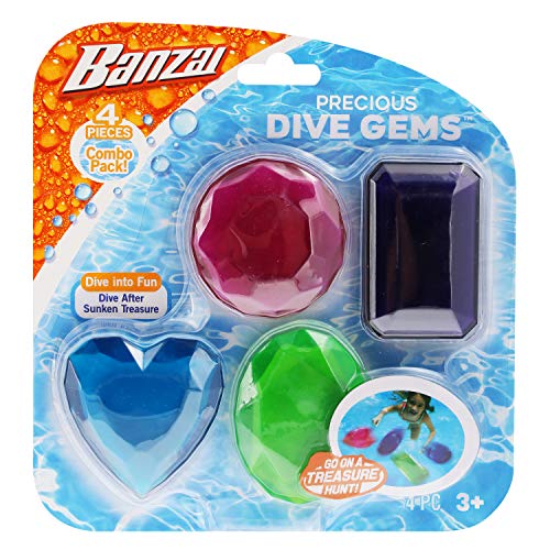 0191124241568 - BANZAI PRECIOUS DIVE GEMS 4 PACK, DIVING TOY FOR WATER, POOL DIVING TOY