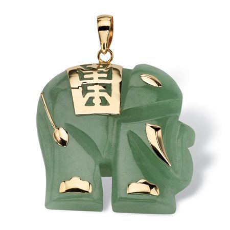 0191194025945 - GREEN JADE 14K YELLOW GOLD GOOD FORTUNE ELEPHANT PENDANT