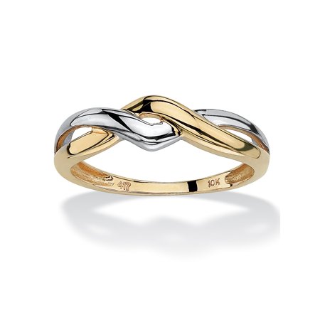 0191194072512 - 10K YELLOW GOLD TWO-TONE TWISTED CROSSOVER RING