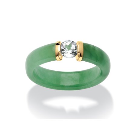 0191194083167 - .56 TCW WHITE TOPAZ AND JADE RING IN 10K GOLD