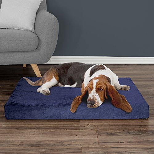 0191344520894 - ORTHOPEDIC PET BED - EGG CRATE AND MEMORY FOAM WITH WASHABLE COVER 37X24X4 BY PETMAKER - NAVY