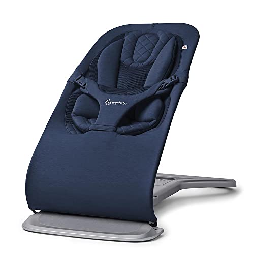 0191653006836 - ERGOBABY EVOLVE 3-IN-1 BOUNCER, ADJUSTABLE MULTI POSITION BABY BOUNCER SEAT, FITS NEWBORN TO TODDLER, MIDNIGHT BLUE