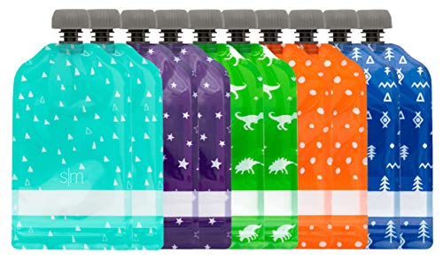 0191719040347 - SIMPLE MODERN REUSABLE FOOD POUCHES 10-PACK 5OZ - BABY FOOD STORAGE TODDLER KIDS SQUEEZABLE POUCH WASHABLE FREEZER SAFE - 5 FUN DESIGNS