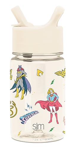 0191719231622 - SIMPLE MODERN KIDS DC COMICS WATER BOTTLE PLASTIC BPA-FREE TRITAN CUP WITH LEAK PROOF STRAW LID | REUSABLE AND DURABLE FOR TODDLERS, GIRLS | SUMMIT COLLECTION | 12OZ, SUPER GALS