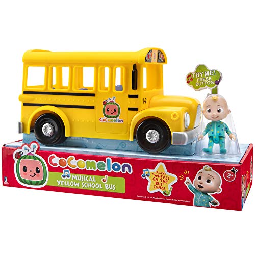 0191726380771 - COCOMELON MUSICAL YELLOW SCHOOL BUS, PLAYS ‘WHEELS ON THE BUS,’ FEATURING REMOVABLE JJ FIGURE – CHARACTER TOYS FOR BABIES, TODDLERS, AND KIDS