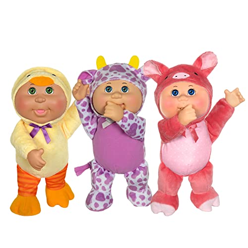 0191726432661 - CABBAGE PATCH KIDS FARM FRIENDS 3-PACK - 9 INCH CPK DOLLS - COLLECTIBLE CUTIES - FEATURES BERNADETTE THE COW, DELANEY THE DUCK, WINNIE THE PIG - THUMB-SUCKING HELPER CPK - AMAZON EXCLUSIVE