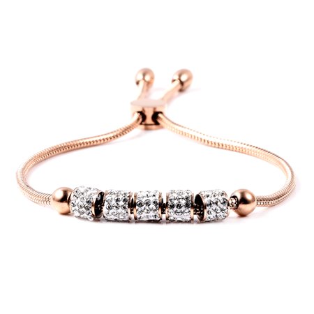 0191943828179 - SHOP LC DELIVERING JOY ION PLATED ROSE GOLD WHITE CRYSTAL MAGIC BOLO BRACELET, ADJUSTABLE UP TO 9” MOTHERS DAY GIFTS