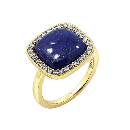 0191962188490 - GEMOUR YELLOW GOLD PLATED STERLING SILVER GENUINE LAPIS RING WITH SWAROVSKI ZIRCONIA