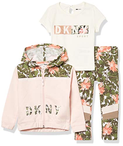 0191967407626 - DKNY GIRLS’ BABY AND TODDLER LAYETTE SET, ZIP FRONT HOODED JACKET PINK SALT, 12M