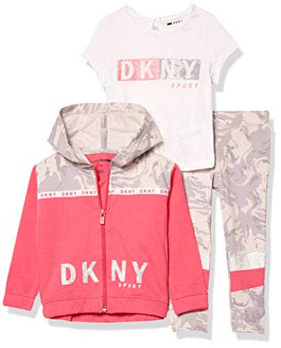 0191967407657 - DKNY GIRLS’ BABY AND TODDLER LAYETTE SET, ZIP FRONT HOODED JACKET FUCHSIA ROSE, 12M