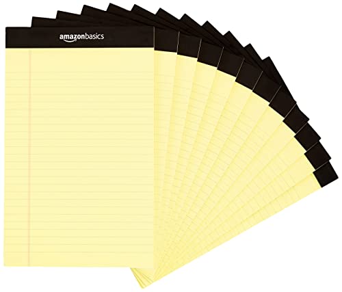 0192233043067 - AMAZON BASICS NARROW RULED LINED WRITING NOTE PAD, 5 INCH X 8 INCH, CANARY, 12 COUNT ( 12 PACK OF 50 )