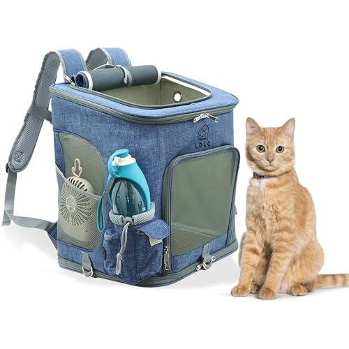 0192487074527 - CRITTER SITTERS PET BACKPACK CARRIER WITH STORAGE, TRAVEL AND TRANSPORTATION FOR ANIMALS UP TO 22 LBS, IDEAL FOR CATS, SMALL DOGS, RABBITS & GUINEA PIGS, BLUE
