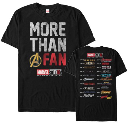0192715070482 - MEN’S MARVEL 10TH ANNIVERSARY ”MORE THAN A FAN” SHORT SLEEVE GRAPHIC TEE (PRINT ON DEMAND)