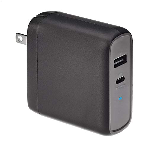 0192835002752 - AMAZONBASICS 68W TWO-PORT GAN WALL CHARGER WITH 1 USB-C PORT (50W) AND 1 USB-A PORT (18W) FOR LAPTOPS, TABLETS AND PHONES WITH POWER DELIVERY - BLACK