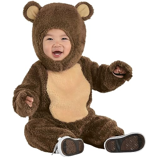 0192937388976 - AMSCAN PREMIUM BROWN SOFT FABRIC CUDDLY PLUSH TEDDY BEAR COSTUME FOR BABIES (3-6 MONTHS) - 1 COUNT | PERFECT FOR DRESS UP & PLAYTIME