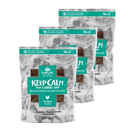 0192959811544 - PHELPS WELLNESS COLLECTION KEEP CALM & CANINE ON CHICKEN FLAVOR DOG TREATS 3 PACK 4.5 OZ