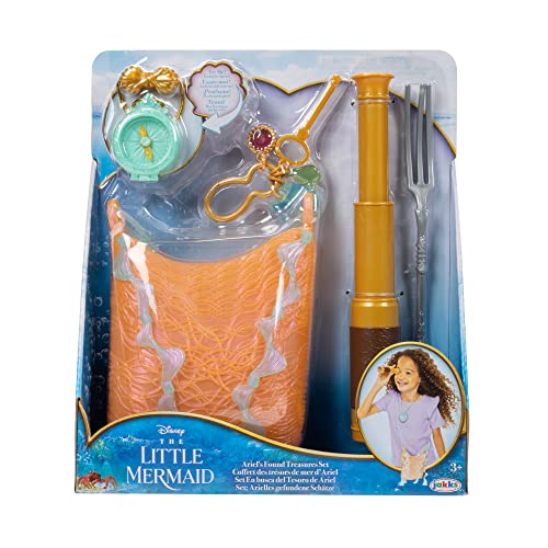 0192995225947 - DISNEY THE LITTLE MERMAID ARIEL TREASURE BAG WITH DETACHABLE KEY RING & CHARMS, EXPANDING SPY GLASS, COMPASS AND DINGLEHOPPER FORK! PRETEND PLAY TOYS FOR GIRLS