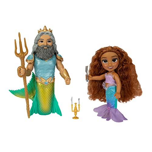 0192995227361 - DISNEY THE LITTLE MERMAID ARIEL DOLL AND KING TRITON PETITE GIFT SET, 6 INCHES TALL WITH DINGLEHOPPER, CANDELABRA AND KING TRITON’S TRIDENT ACCESSORY TOYS