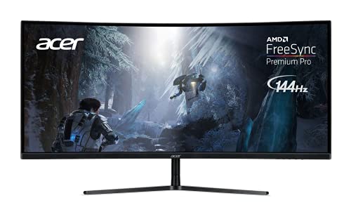 0193199982926 - ACER EI342CKR PBMIIPPX 34 1500R 21:9 CURVED QHD (3440 X 1440) ZERO-FRAME GAMING MONITOR | AMD FREESYNC PREMIUM PRO | UP TO 144HZ | 1MS VRB | HDR 400 | 93% DCI-P3 (2 X DISPLAY PORTS & 2 X HDMI PORTS)