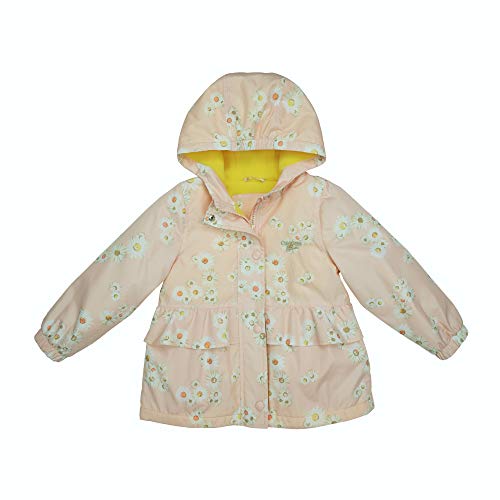 0193371728496 - OSH KOSH BABY GIRLS HOODED MIDWEIGHT JACKET COAT WITH FLOUNCE DETAIL, LIGHT PINK DAISIES, 12MO