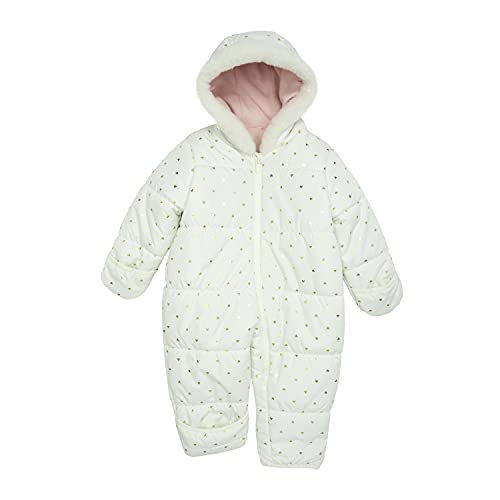 0193371849641 - CARTERS BABY GIRLS PRAM SUIT, IVORY GOLD HEARTS, 3/6MO