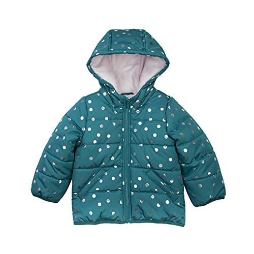 0193371884499 - CARTERS BABY GIRLS FLEECE LINED PUFFER JACKET COAT, DOTTED TEAL, 18MO