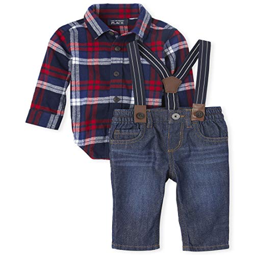 0193511885096 - THE CHILDRENS PLACE BABY BOYS PLAID FLANNEL OUTFIT SET, TIDAL, 3-6 MONTHS