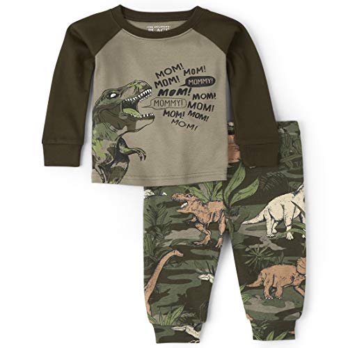 0193511947695 - THE CHILDRENS PLACE BOYS BABY AND TODDLER DINO SNUG FIT COTTON PAJAMAS, SHALE, 18-24 MONTHS