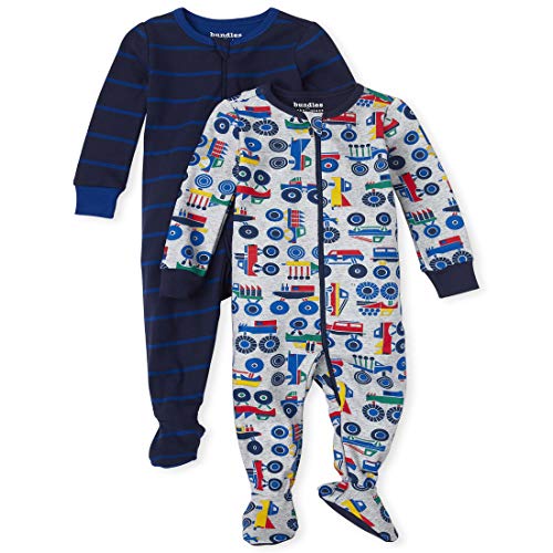 0193511955478 - THE CHILDRENS PLACE BOYS BABY AND TODDLER TRUCK SNUG FIT COTTON ONE PIECE PAJAMAS 2-PACK, H/T MIST, 0-3 MONTHS